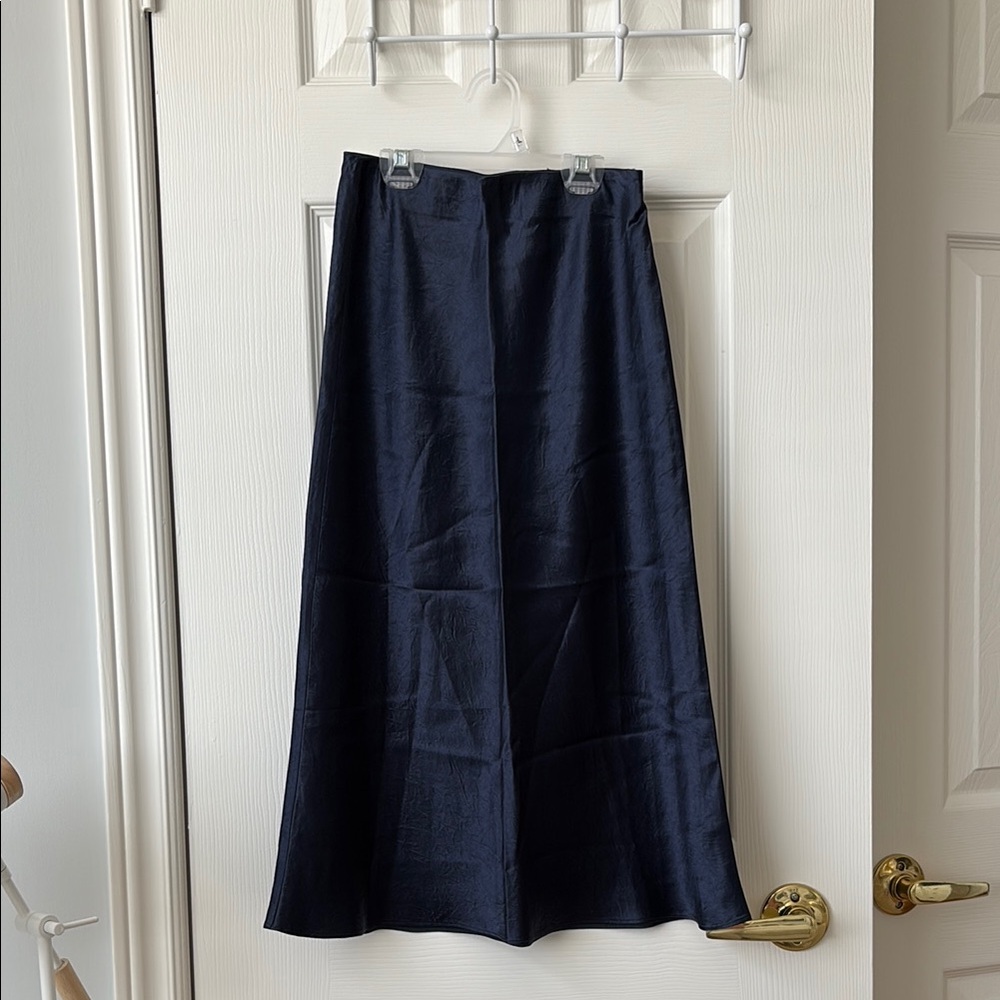 Navy Blue Women's Slip Midi Skirt - Babaton